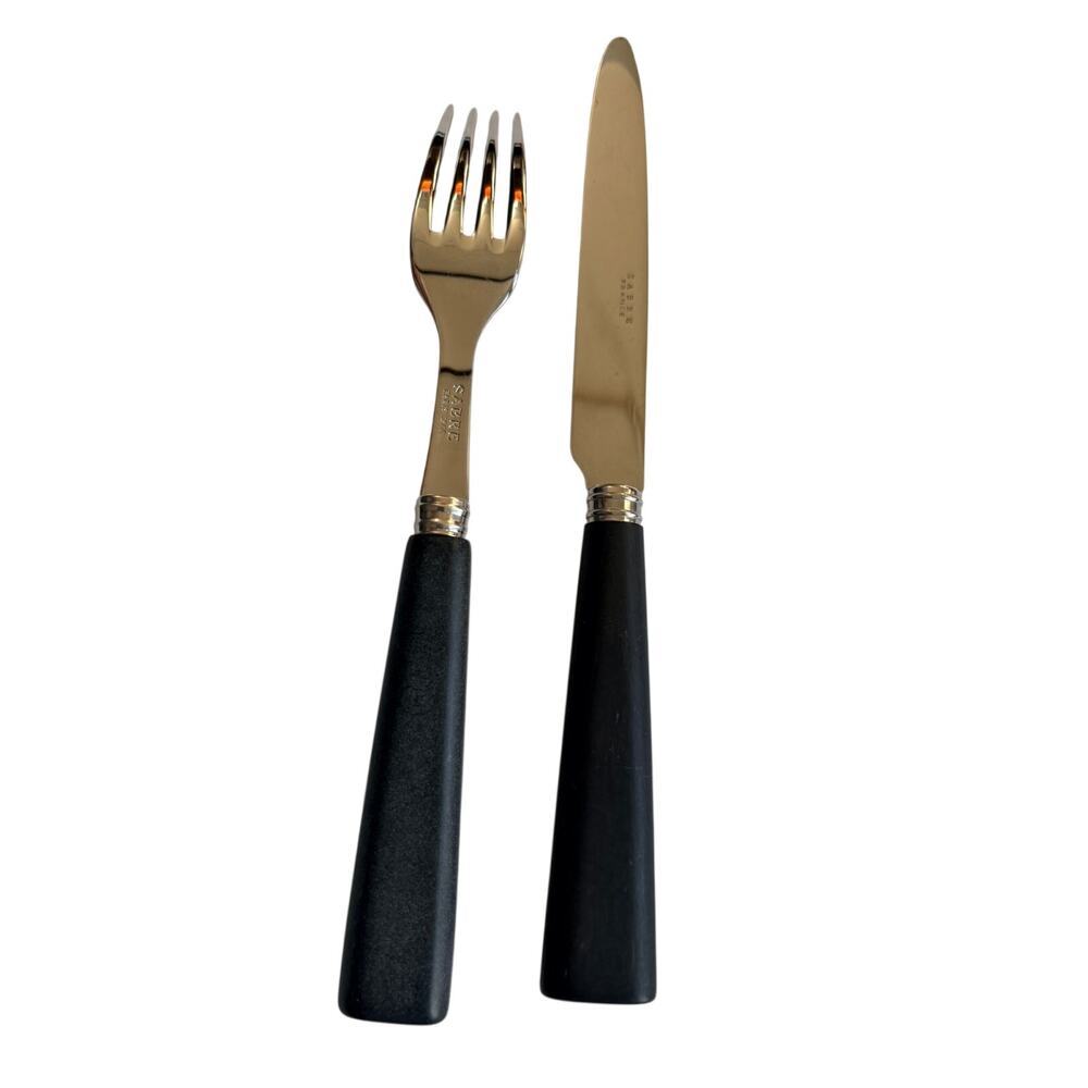 NEW Sabre Paris Nature Black press wood Flatware Set – Dinner Fork & Knife